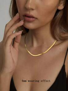 1pc Fashionable Delicate And Simple Stainless Steel Chain Necklace - one-size - View 9