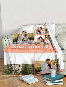 1pc Customized Photo Blanket, Customized Flannel Blanket, Can Print Photos And Text, Bedding Blanket, Customized Bed Blanket, Customized Photo Blanket, Personalized Family Photo Blanket, Customized Image Blanket, Personalized Family Photo Blanket, Personalized Throw Blanket, Blanket For Best Friend, Cozy Blanket, Family Gift, Wedding Gift, Christmas Gift, Birthday Gift, Gift For Friends, Gift For Her, Gift For Pets - Style 6 - View 5