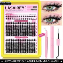 LASVIREY مجموعة رموش صناعية خصلات Fairy Lash 12 صف، طول مختلط 8-16 مم، 2 ستايل، لتمديد الرموش DIY، رموش فردية منفوشة وخفيفة بتجعيدة C وستايل Wispy، تأثير كثافة 3D مع ساق شفافة، للاستخدام اليومي والمناسبات، طقم رموش كامل - الأسود - مشاهدة 13