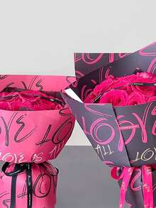 20张情人节鲜花包装纸，防水印花花束包装纸，适用于插花和礼品包装