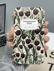 Ốp điện thoại Niche Flip Notebook Design màu đen mực loang, tương thích với các mẫu Pro Max 16/13/14/15/16 inch. - Hoa Tulip Đen - Xem 4