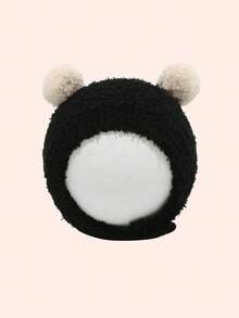 1pc 3-24 Months Baby Double Pom-Pom Plush Hat, Cute Cartoon Baby Hat Series, Warm Knitted Baby Hat For Autumn/Winter, Comfortable & Warm Baby Knitted Hat, Fashionable & Warm Baby Hat, Premium Baby Hat Selection, Essential Baby Winter Accessory - Big Ball Button Tire Hat - View 9