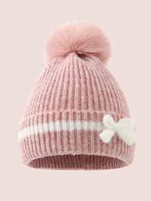 2pcs/Set Bow Decor Kids Hat & Scarf Set, Cute Winter Knit Beanie & Neck Warmer For Baby Boys & Girls - Multicolor - View 18