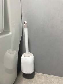 1个马桶刷架，壁挂式长柄马桶刷，浴室清洁刷套装，无死角 - 白色 - 查看 13