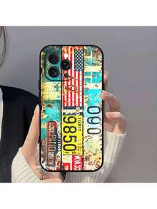 Funda de teléfono con número de placa de licencia vintage retro compatible con 12 11 14 15 13 16 Max Plus Pro, funda de silicona suave negra, funda compatible con funda  17 Pro Max, funda  17 Pro, funda  17, funda  16, funda  16 Pro Max, funda  15 - z7 - Ver 8
