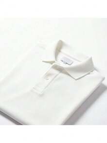 Camisa Camiseta Polo Casual Lisa Masculina 100% Algodão Com Botões - Branco Crocodilo - Visão 2