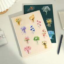 Conjunto de 50 adesivos florais transparentes, adesivos decorativos minimalistas com plantas para estante, álbum e espelho. - Multicolorido - Ver 9