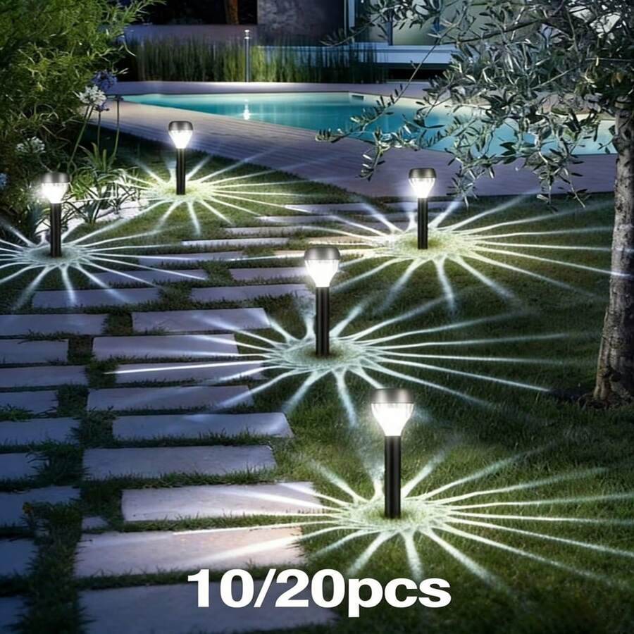 20/10-Piece Solar Wall Light Outdoor Waterproof Garden Lighting With Night Automatic Sensing, Suitable For Corridors, Fences, Gardens, Terraces, And Winter Thanksgiving Christmas Party Holiday Decorations,200mah - 白光 - 查看 1