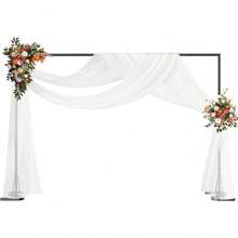 10x7 FT Backdrop Banner Stand,Square Wedding Arch Balloon Metal Frame,Heavy Duty Background Stand Kit,Adjustable Photo Backdrop Stand For For Parties Birthday Video Studio - 黑色 - 查看 7