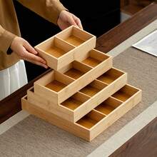 Modern Minimalist Tea Set, Plaid Fruit Plate, Snack & Dried Fruit Tray, Bamboo Plate, Divided Plate, Hot Pot Side Dish Plate - Multicolor - View 11