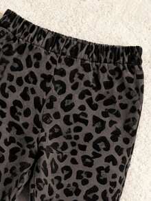 Girls' Fashionable Leopard Print Flare Pants, Comfortable Spring/Autumn Casual Trousers For Children, Stylish Leopard Pattern Pants For Toddlers & Little Young Girl