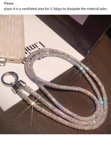 Luxury Fully Rhinestoned Long Lanyard Necklace, High-End Rhinestone Crossbody Wrist Strap Detachable Clip Universal Phone Charm Compatible With Android And Most Smartphone,Gifts For Mother, Family, Friends, Kids, Birthday, Holiday Phone Chain - Multicolor - View 4