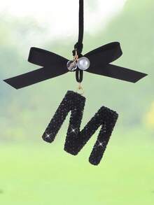 1件汽车内饰装饰配件，全钻石粉色字母汽车后视镜装饰挂件 - 黑色 - 查看 19