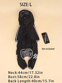 轻质涤纶反光条全包四脚狗服装宠物防水雨衣适合小泰迪熊全年穿着 - 黑色 - 查看 19