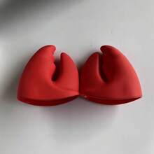 1 Pair Red Lobster Claw Shaped Heat Resistant Gloves, Thick Silicone Oven Mitts, High Temperature Insulation For Kitchen