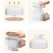 Spring-Loaded Automatic Lift Tissue Box - Large Capacity Home Living Room Tissue Box, Luxury Minimalist Desktop Storage Tissue Box - Multicolor - View 6