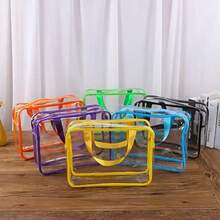 Customizable Transparent Toy Storage Bag With Zipper And Label, Reusable Clear PVC Organizer Bag, Large Capacity Toiletry Bag, Makeup Bag, Suitable For Board Games, Building Blocks, Puzzles, Toys, Kids Room Storage And Travel - Multicolor - View 4