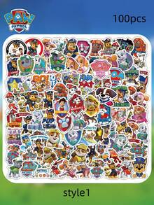100 Pieces Of Cartoon Stickers, Paw Patrol, No Repetition, Decorative Stickers, Suitable For Birthday, Party Decoration, Giving To Friends Or Classmates, Party Atmosphere Decoration, Perfect Party Decoration, Home Decoration Ornaments, Perfect Room Decoration, Christmas Gifts Valentine's Day, Ideal Friend Gifts For Birthday Celebrations, Souvenirs, Women's Souvenir, Cute Aesthetic, Valentine Day, Gifts, Decorations, Home Decor, Valentines Gifts - Multicolor - View 3
