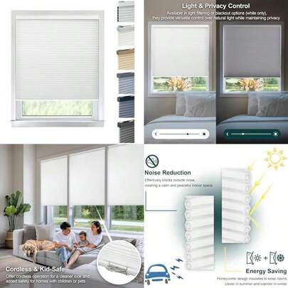 CHICOLOGY - Estor Opaco sin Cable para Ventana, Moderno, , 30" W X 64" H, 1, 1(Morning Mist (Privacy & Light Filtering) 76An x 5Al cm)