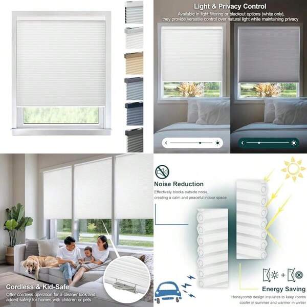 CHICOLOGY - Estor Opaco sin Cable para Ventana, Moderno, , 30" W X 64" H, 1, 1(Morning Mist (Privacy & Light Filtering) 76An x 5Al cm)