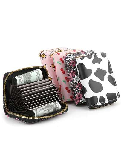 1pc Floral Print Mini Exquisite Cute Multi-Slot Card Holder Wallet For Girls, Essential Item For Delicate Ladies
