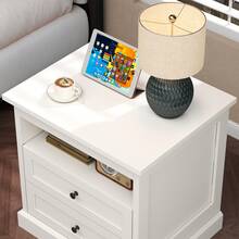 Nightstand With Side Drawer, Night Stand, End Table With Hidden Storage Space, Bedside Table With Open Shelf, 2 Drawers Dresser For Bedroom - White - View 5