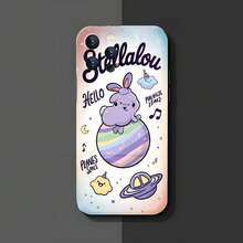 1PC Phone Case,  Cute Bunny Rainbow Planet Cloud , Stylish Phone Case, Phone Decoration, All-around Lens Protection, Creative Small Gift, Funny Gift for Boys and Girls - Negro - Ver 3