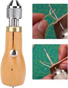 Herramienta de costura de cuero de madera Punzón perforable Perforación Agujero de costura Kit de punzón de costura para bricolaje Artesanía Cuero Tejido pesado(1) - 1 - Ver 4