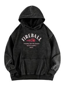 Women-S Daily Multi-Color  Hoodie Classic Letter Design Washed Hoodie Men-S Oversized Minimalist Style Cotton Hoodie - Đen 6 - Xem 1