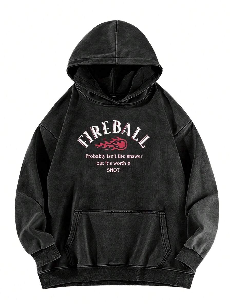 Women-S Daily Multi-Color  Hoodie Classic Letter Design Washed Hoodie Men-S Oversized Minimalist Style Cotton Hoodie - Đen 6 - Xem 1