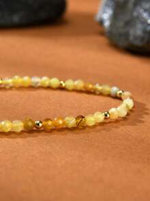 1pc Bohemian 18K Gold Plated Natural Yellow Opal Stone Women Anklet - Yellow - View 2