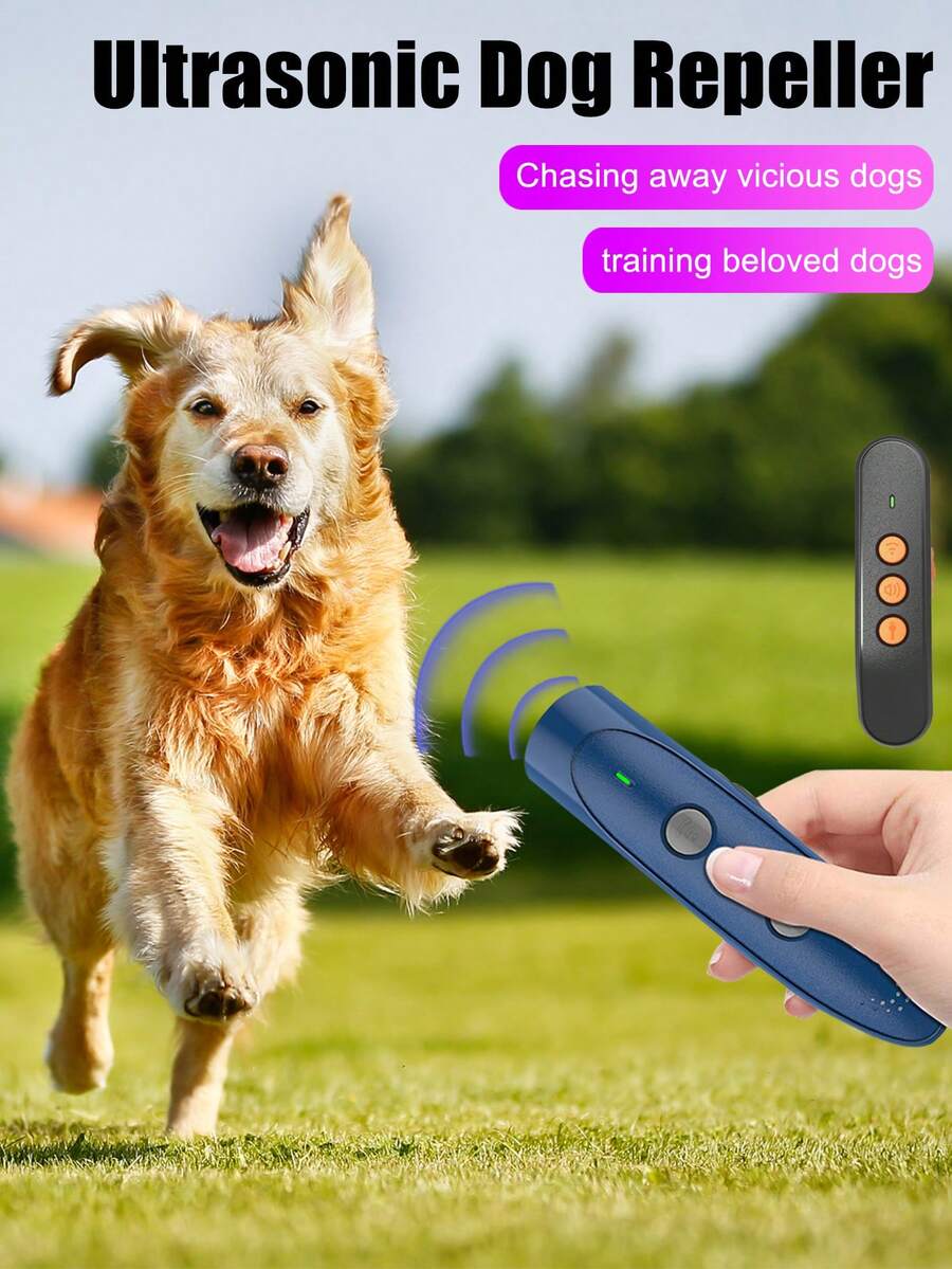 Ultrasonic Dog Repeller, New Bestselling Dog Chaser With Flashlight, Handheld Anti-Barking Device, USB Rechargeable, Compact Trainer, High Power Ultrasonic Sound Activated Dog Deterrent, For Indoor/Outdoor Animal Repellent, Anti-Noise Protection