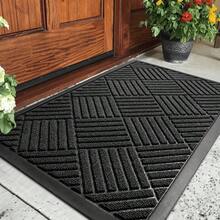 Indoor/Outdoor Rubber Entryway Doormat - Durable, Easy-Care, Non-Slip, Polyester, Hand-Washable Carpet - Ideal For Porch, Patio, Kitchen, Bathroom - Modern, Simple Design In Multiple Sizes