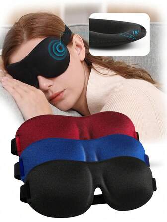 1/3pcs Sleep Mask For Side Sleeper, Light Blocking Sleeping Eye Mask For Women Men, 3D Contoured Cup Night Blindfold, Luxury Eye Cover Eyeshade With Adjustable Strap For Travel, Nap, Black,School,Back To School,Travel,Travel Essentials,Home Essentials,Eye Mask,Sleep Mask