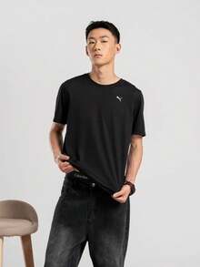 PUMA Unisex American Retro Solid Color Logo Print Crew Neck Loose Short Sleeve T-Shirt 520759-01 - Black - View 3