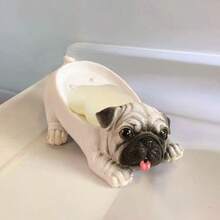 Cute Pug Dog Shaped Soap Dish, Bathroom Sink Organizer Tray, Non-Slip Draining Soap Holder - Multicolor - View 5