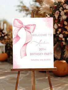 1pc Personalized Elegant Welcome Sign - Customizable Name And Text, Suitable For Birthday, Wedding, Bridal Shower Entrance, Designed With Pink Bow And Balloon - DIY Princess Theme Party Decor, Suitable For Birthday, Gathering, Home Garden Events - No Electricity Required, Easy Installation, Birthday Decoration, Lightweight Structure, High-Quality Printing, Ideal Choice For Event Planners - Multicolor - View 10