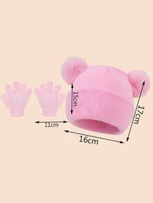 2pcs/Set Toddler Boys & Girls Knitted Beanie Hat + Gloves Set, Baby Winter Warm Hat And Gloves Set, 2 Pieces