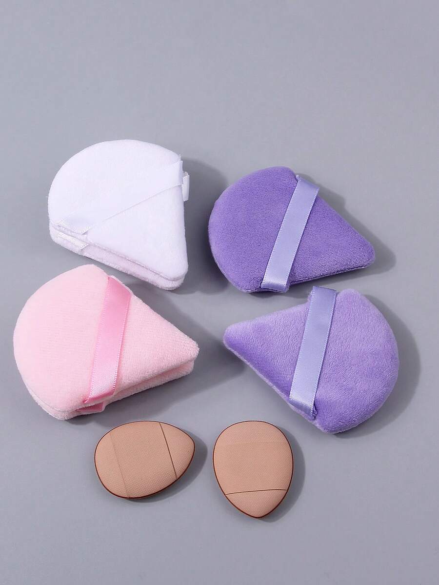 8 Stücke doppelseitige weiche dreieckige Puderpuff, Daumen-Luftpolster Puderpuff, multifunktionales Gesichtsmake-up-Tool für Anfänger