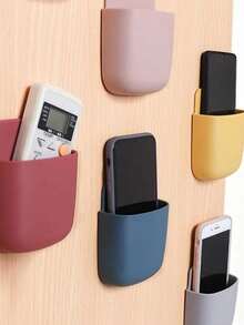 1 Piece Convenient And Multifunctional Wall Mounted Storage Box - Adhesive Plastic Box For Mobile Phones, Remote Controls, Etc. - Very Suitable For Home Organization And Storage Shelves