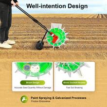 Rainaut Set Of Freestanding Multi-Function Garden Hand-Push Seeder With 12 Seed Plates & Accessories, Hand-Push Roller Seeding And Fertilizer Applicator Seed Spreaders For Lawns, Precision Manual Seeder Corn Cotton Soybean Peanut Planter,Garden Tools For Be Used On Slopes, Terraces, Rice Planting Fields, Mountains, Hills, Plains, Orchards, Greenhouses, Vegetable Plots, Arid Areas And Small Fields For Sowing Seeds From 0.12 To 0.59 Inches Including Corn, Soybeans, Peanuts, Mung Beans, Cotton, Soybeans And Sunflower Seeds - Black - View 3