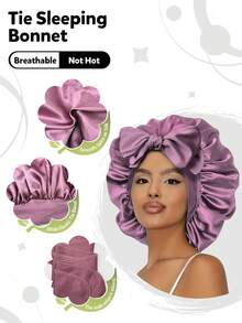 Silk Fabric Sleeping Cap, Adjustable Drawstring, Suitable For Women With Natural Curly Hair Hair Sleep Cap Sleep Bonnet - Multicolor (1pc) - View 12