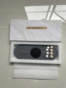 Diatomaceous Earth Sink Organizer Tray - Absorbent Stone Kitchen & Bathroom Countertop Stand, Striped Design, 30.48x10.16 Cm, Quick-Dry Toothbrush Holder Pad - Multicolor - View 3