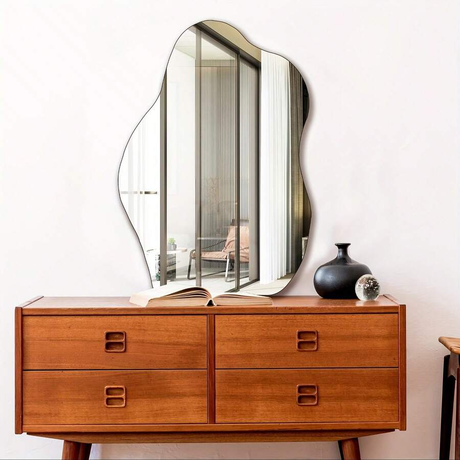 2mm Thick Asymmetrical Acrylic Self-Adhesive High Definition Mirror, Frameless, Suitable For Bathroom, Living Room And Bedroom