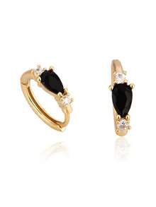 1pc Fashionable Luxury Niche Design Decorated Hoop Earrings, Gift For Women - Golden Yellow & Silver - View 7