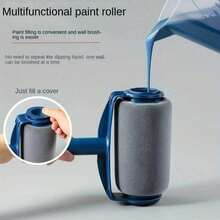 1 Set Large Size Paint Roller Kit With Built-In Primer, Includes Roller, Handle And Extension Pole, Suitable For Latex And Wall Paint, DIY Tools For Men - Blue - View 1