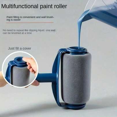 1 Juego de rodillo de pintura de tamaño grande con imprimación incorporada, incluye rodillo, mango y pértiga de extensión, apto para pintura látex y de pared, herramientas DIY para hombres