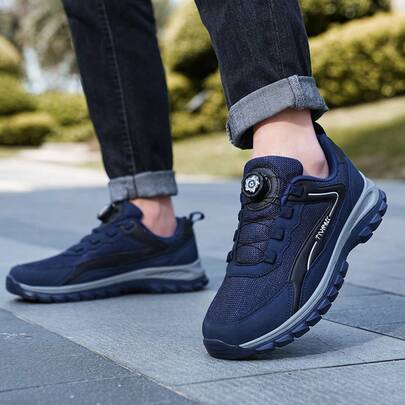 男士户外运动鞋，防滑跑步鞋，适合日常穿着、办公、时尚系带旋转扣厚底登山鞋、健身瑜伽鞋、缓震舒适工作鞋