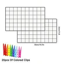 Mesh Photo Wall, Iron Wire Grid Board With S-Shaped Hooks And Clips, Grid Wall Panel For Photo Display, Photo Frame Collage Board, Metal Grid Wall Decor, DIY Iron Art Photo Frame Collage Wall Decor, Foldable Multi-Photo Storage Rack, Home & Office Decor Photo Display Rack - Multicolor - View 3