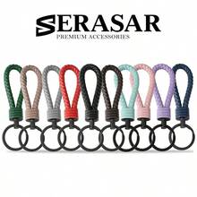 Leather Keychain Strong With Stainless Steel Key Ring Additional Rings For Small Keys With Gift Box - Purple - View 7